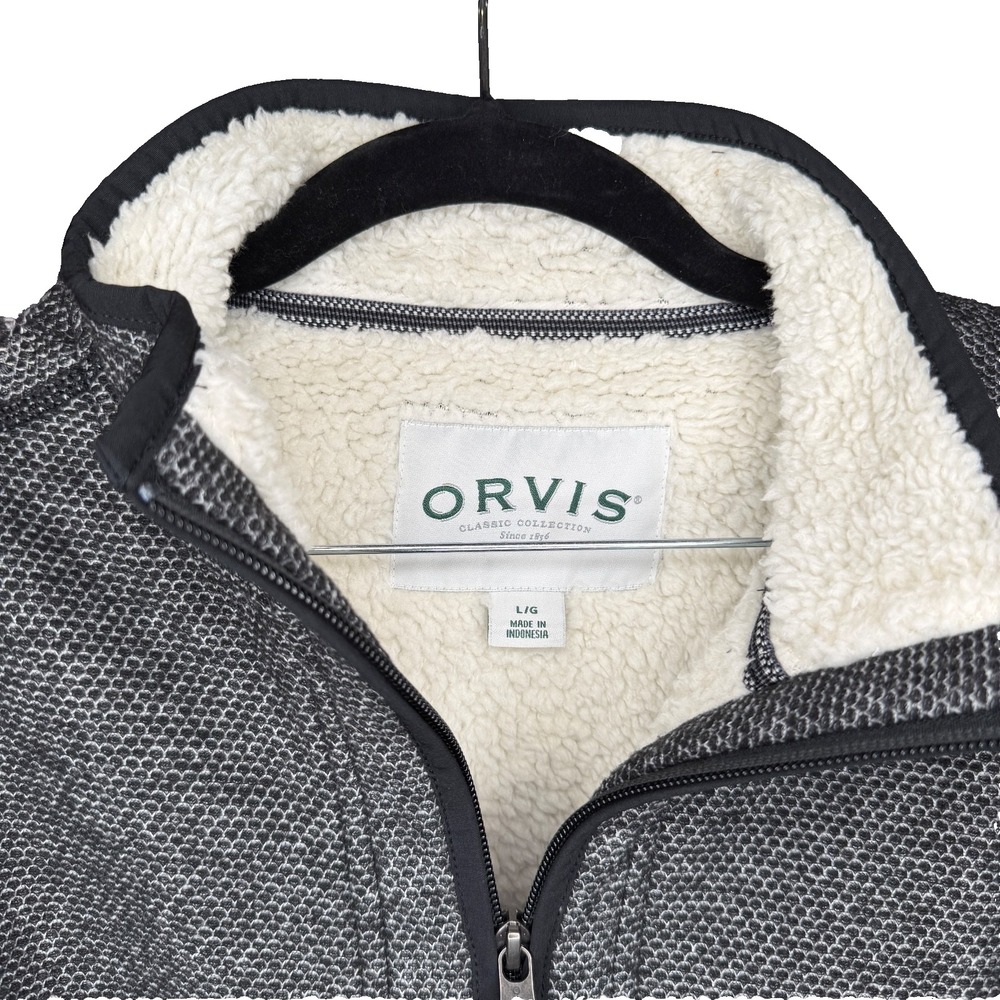 Orvis Classic Collection Sherpa Lined Quarter Zip Pullover Gray L